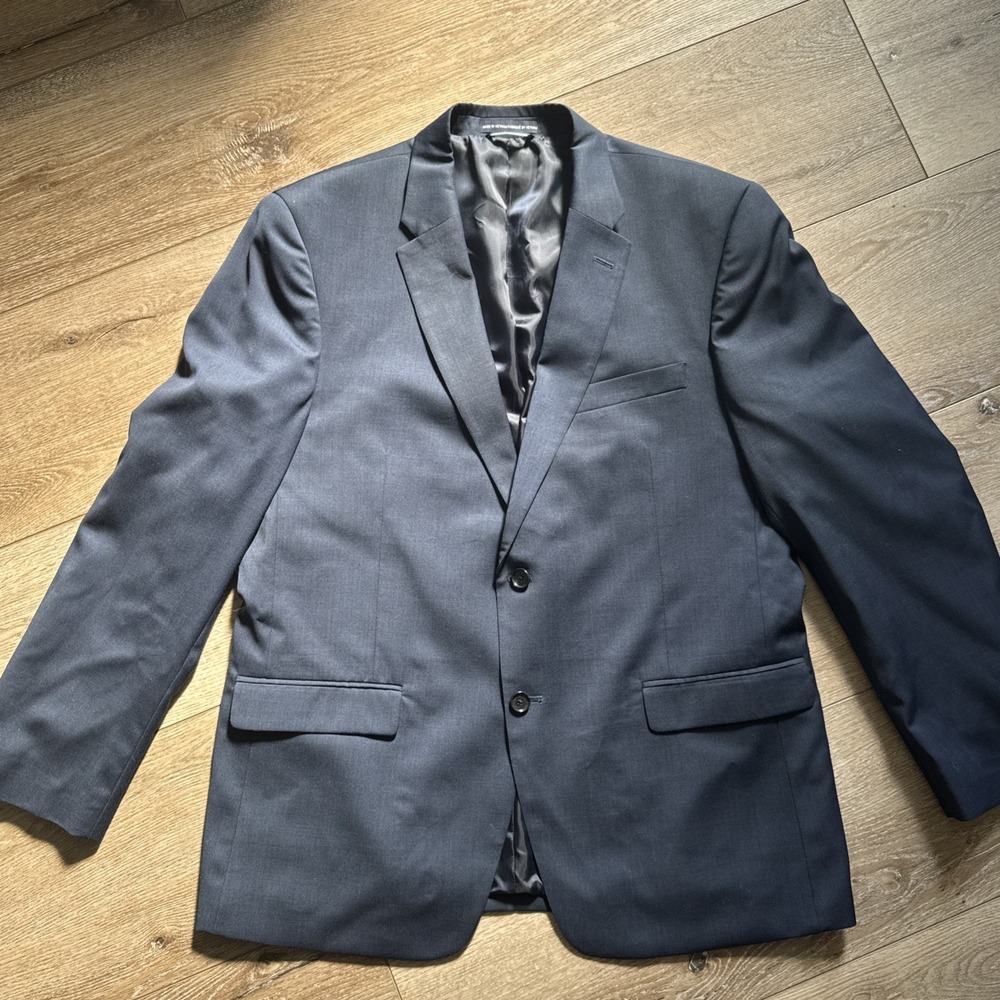 Tommy Hilfiger Blazer Mens 44R Wool Blend Two Button Sport Coat Blue Modern #953